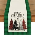 thumbnail image 2 of putnchl 13x72 Inch Mode Waterclor Plaid Christmas Trees Merry Xmas Table Runner, Seasonal Winter Holiday Kitchen Dining Table Christmas Decoration For Indoor Home Party, 2 of 3