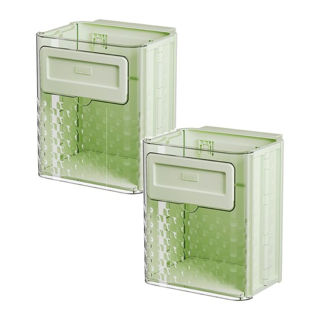 Oleegame 2PC Foldable Hanging Trash Can Foldable Hanging Kitchen Trash Can Wall Mounted Garbage Box Kitchen Food Waste Hanging Trash Can For Kitchen Cabinet Door Portable Trash Can Green
