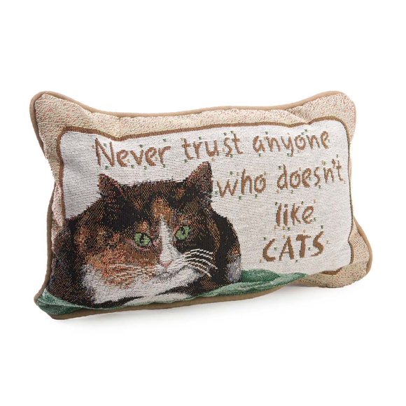 Manual Never Trust Cats 12.5 x 8.5-Inch Decorative Throw Pillow