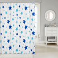 thumbnail image 2 of Manfei Sparkle Stars Pattern Shower Curtain 72Wx78L,Cute Polka Dot Bath Curtain,Blue White, 2 of 5
