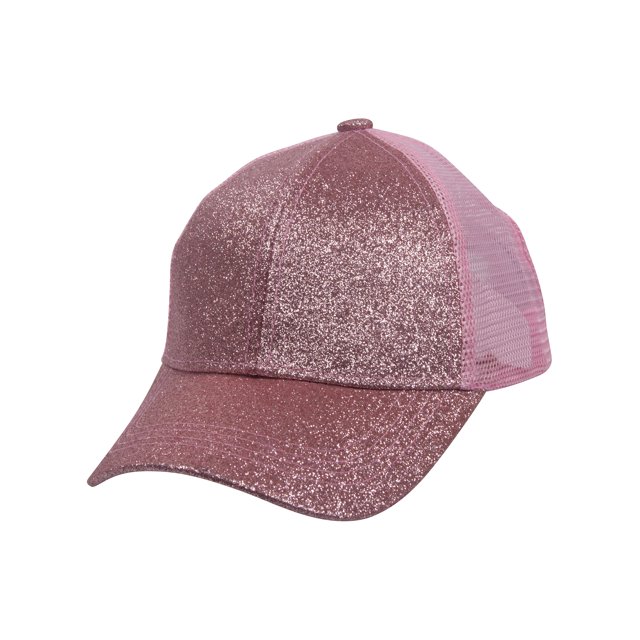 Gravity Threads Kids Ponytail Messy Bun Trucker Hat, Pink