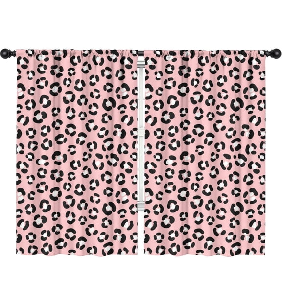 Blackout Kids Curtains,Black and Pink Leopard Print Children's Insulated Curtains Set Of 2,Bedroom Essentials,Toddler Room Decor 52"x84"