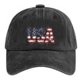 thumbnail image 2 of XIAOCHA Mens Printed Washed Baseball Cap Adjustable Hat Band Outdoor Dad Hat,Black, 2 of 3