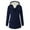 Dark Blue, variant on Women's Plush Jacket Casual Solid Color Hooded Drawstring Jacket for Large Size Comfort, Winter Outings, and Holiday Activities,Black,L