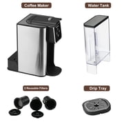 SIFENE 3-in-1 Single Serve Coffee Maker, Compatible with K Cup Capsules & Grounds, Tea Maker, 6-10 Oz Brew Sizes, 50 Oz Removable Reservoir, Fast Brew, Compact Design, 120V 1150W, Black