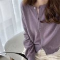 thumbnail image 4 of Suéter de cachemira para mujer, cárdigan de manga larga con botonadura única, elegante suéter Vintage de lana sólida, prendas de vestir de punto, otoño e invierno, X452, 4 of 5