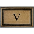 thumbnail image 1 of First Impressions Markham Border Double Door, Doormat, Monogrammed V, X-Large, 30"X48", 1 of 1