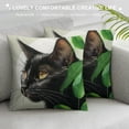 thumbnail image 3 of Qinduosi  Black Cat and Watercolor Flower Farmhouse Pillow Cover  Decorative Square Throw Pillow Cover for Sofa Couch Decoration White, 3 of 5