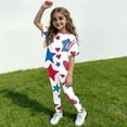 thumbnail image 3 of CCRFTGI 4th of july Outfits for Kids Girls Size 8 Cute 1776 Lounge American Flag Stars Short Sleeve T-Shirts and Elastic Waist Pants Athletic Girls Summer Clothes Sky Blue 5-6 Years, 3 of 5