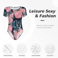thumbnail image 6 of Rateoe Rose Flowers Printed Women Rash Guard Short Sleeve,Tummy control Swimsuit Surfing Swimsuit Bathing Suit Short-sleeved Onesie UPF 50+, 6 of 6