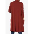 thumbnail image 2 of TheMoogan Women's Casual Long Sleeve Pocket Open Front Jersey Knit Knee Length Cardigan, 2 of 7