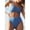 Blue, variant on one Piece Swimsuits for Women,Scoop Neck Cut Out Front Lace Up Back High Cut Monokini Swimsuit