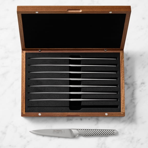 Global Classic Steak Knives in Acacia Gift Box, Set of 8