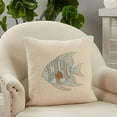 thumbnail image 3 of Fennco Styles Nautical Embroidered Fish Cotton Decorative Throw Pillow Cover 18" W x 18" L – Aqua Woven Cushion Case for Couch, Sofa, Bedroom, Office and Living Room Décor, 3 of 3