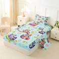 thumbnail image 2 of Castle Fairy Cute Cartoon Snack Raccoon Twin Sheets 3pcs for Boys,Heart Star Pastel Base Bedding,Mint Yellow Pink,1 Fitted Sheet, 1 Flat Sheet and 1 Pillowcase, 2 of 6