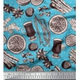thumbnail image 1 of Soimoi Poly Georgette Fabric Dot,Spices & Cups Print Fabric by the Yard 52 Inch Wide, 1 of 3