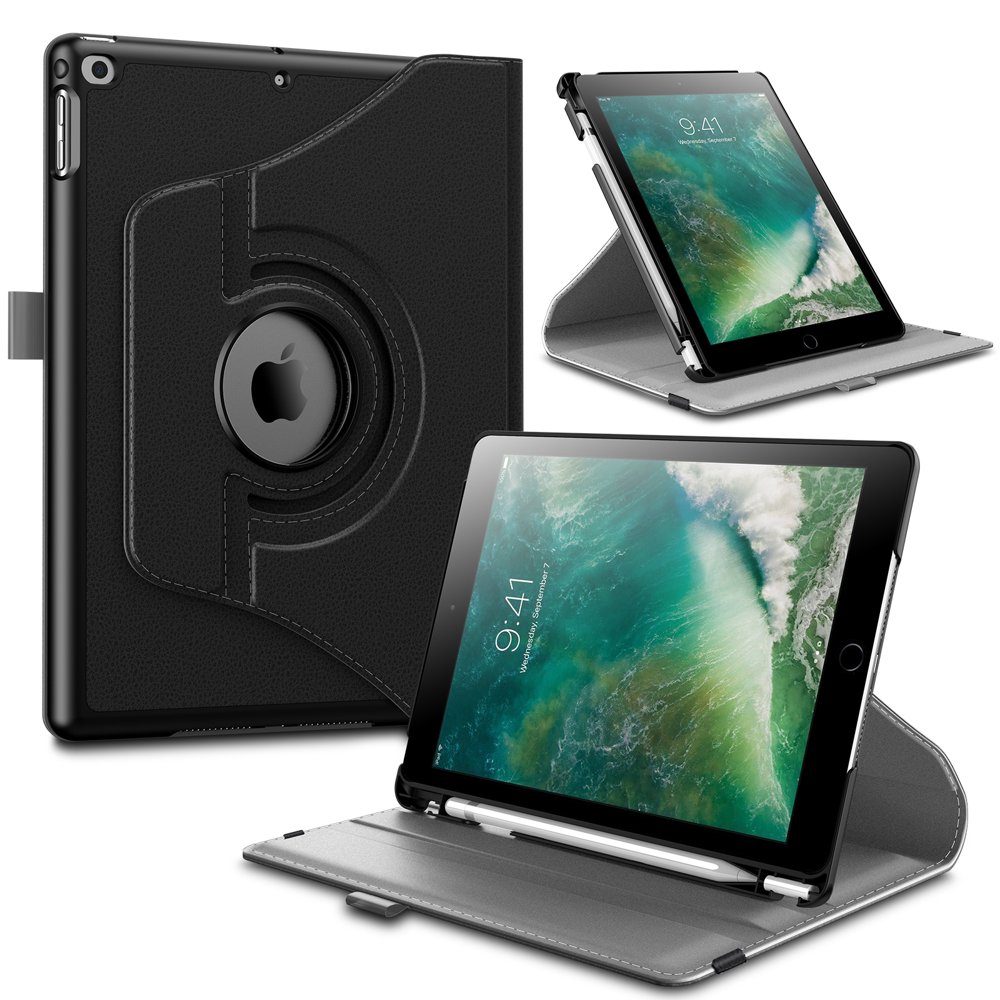 Infiland Rotating Wake/Sleep Cover Case w/Builtin Apple Pencil Holder