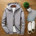 thumbnail image 2 of ANINEO Men Reflective Zipper Light Jacket Casual Hooded Windbreaker Coats For Autumn Long Sleeve Solid Color Leisure Male Outwear, 2 of 4