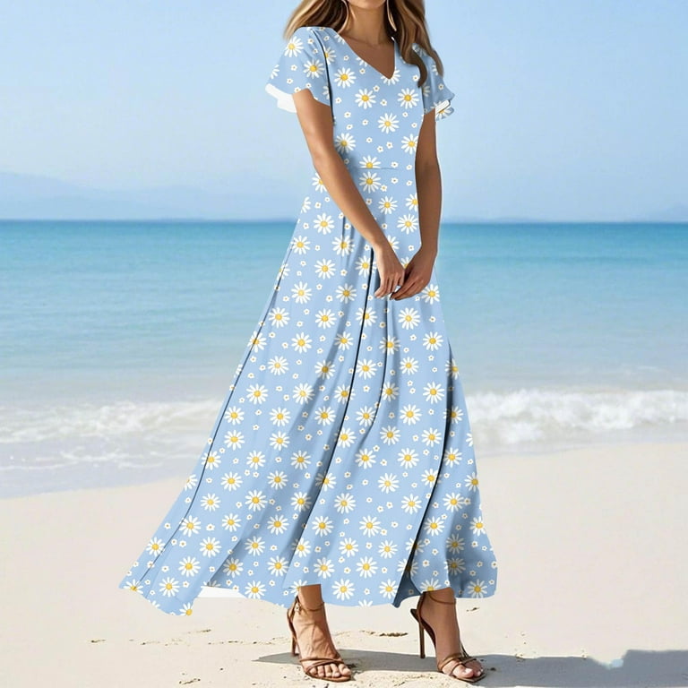 Sexlip Womens Dress Short Sleeve Crew Neck Delicate Floral Pattern Maxi Length Soft Fabric Flared Silhouette for Coastal Leisure Multicolor XXXL Sexlip Womens Dress Short Sleeve Crew Neck Delicate Floral Pattern Maxi Length Soft Fabric Flared Silhouette for Coastal Leisure Multicolor XXXL