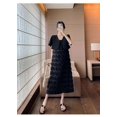 thumbnail image 1 of Traje de mujer embarazada que viaja diariamente al trabajo, vestido con borlas y ondas de verano, traje con sentido del humor, chaqueta de manga corta, 1 of 6