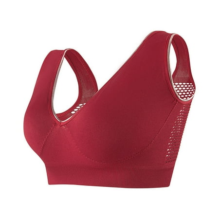Uaswgudfs Women s Plus Size Sports Bras Wireless Gathered Bra Breathable Back Bra for Running Yoga