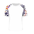 thumbnail image 5 of DPTALR Women's Spring Summer Casual Print Off-Shoulder Raglan Short Sleeve Top,White,Size L, 5 of 8