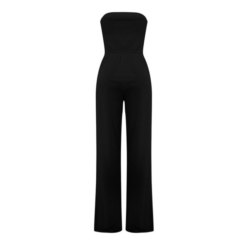 White Pockets Smocked Strapless Pants White Pockets Smocked Strapless Pants