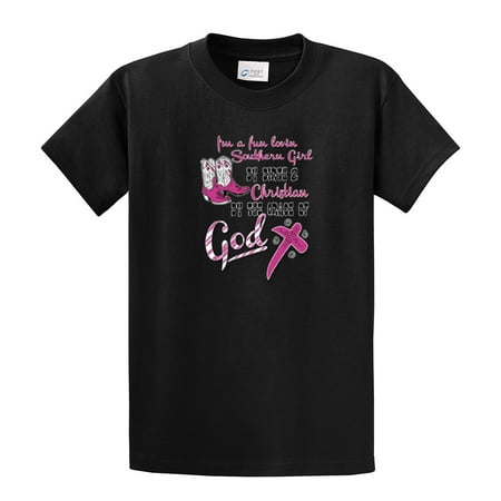 Brown Long Sleeve Top - Christian T-Shirt Southern Girl By Birth... Grace Of God