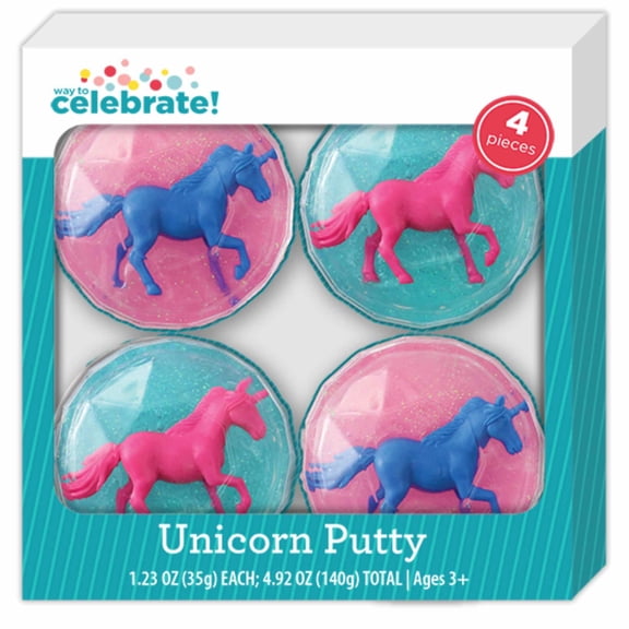 Unicorn Putty Party Favors, Multicolor, 4 Count, by Way To Celebrate