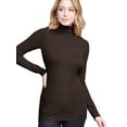 thumbnail image 4 of Made by Johnny Women's Long Sleeve Rib Turtleneck Top Pullover Sweater S BROWN, 4 of 7
