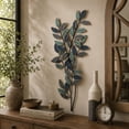 thumbnail image 3 of DecMode Blue Metal Leaf Wall Decor with Gold Accents, 3 of 14