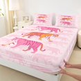 thumbnail image 3 of Manfei Kawaii Pink Tiger Twin Sheet Sets, Fashion Wildlife Print Twin Fitted Sheet, Teens Adult Men Women Flat Sheet, Breathable Home Decor, 3 Pieces, 3 of 7