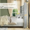 thumbnail image 5 of Merluxy Queen Bed Frame with Deep Button Tufted and Velvet Wingback Headboard,No Box Spring Needed,Light Gray, 5 of 9