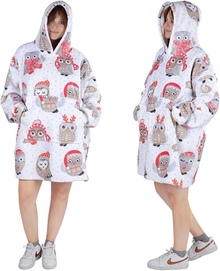 Moderong Wearable Blanket Hoodie, Oversized Flannel Comfy Sweatshirt for Adults,Warm Cozy Hooded Body Blanket