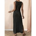 thumbnail image 4 of Dycnvjo Women'S Crochet Coverups Sleeveless Beachwear Dresses Side Slit Maxi Beachwear Black One Size, 4 of 6