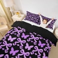 thumbnail image 2 of Erosebridal Black Purple Queen Duvet Cover Set for Girls, Butterfly Bow-Tie Bedding, Black Reversible, 1 Duvet Cover and 2 Pillowcases (No Comforter), 2 of 5