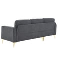 thumbnail image 7 of 85" Boucle Yarn Fabric Sectional Sofa Couch with Reversible Chaise, L-Shape Couch with Bolster Pillows and Metal Legs, Convertible Sofa for Living Room Apartment Small Space, Dark Grey, 7 of 7