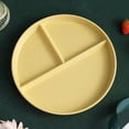 thumbnail image 1 of Plat Alimentaire à Trois Compartiments, Micro-Ondes Sûr, Assiette Ronde Réutilisable en PP, Vaisselle pour Adultes, Contrôle des Portions, Compartiments de Régime - Jaune, 1 of 6
