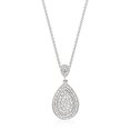 thumbnail image 1 of Genuine Rhodium Plated Teardrop Filigree Crest Pendant with 2 Round Cut Cubic Zirconia Set on Bale in Silvertone, 1 of 1