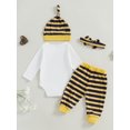 thumbnail image 6 of Baby Toddler 4 Piece Clothes Outfits 0 3 6 9 12 18 Months Bee/ Ladybug Print Long Sleeve Rompers and Elastic Pants Bow Headband Hat Set for Infant, 6 of 9
