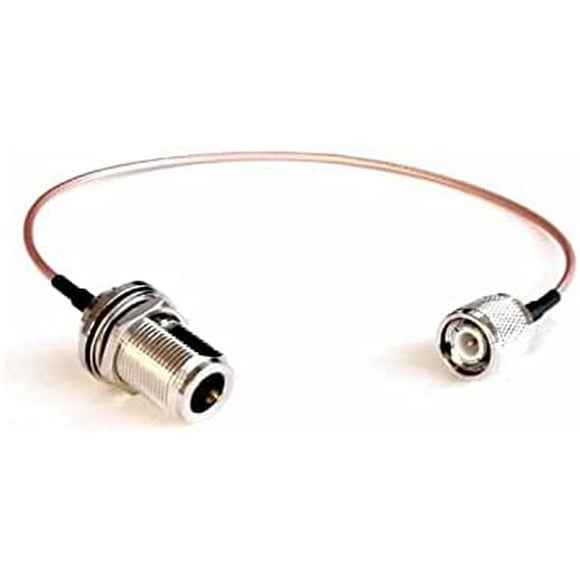 N Female Bulkhead to TNC Male 12", Telecommunication, Radio Cables for Wireless Device Applications.