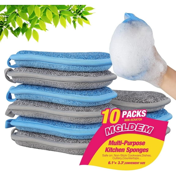 Dish Sponge Kitchen Sponges Multipurpose Cleaning Sponge All-Purpose Sponges Non Scratch Kitchen Sponge Cleaning Mat Used for Cleaning Non Stick Cookware,Kitchen Pans (Multiple colors-10 Packs)