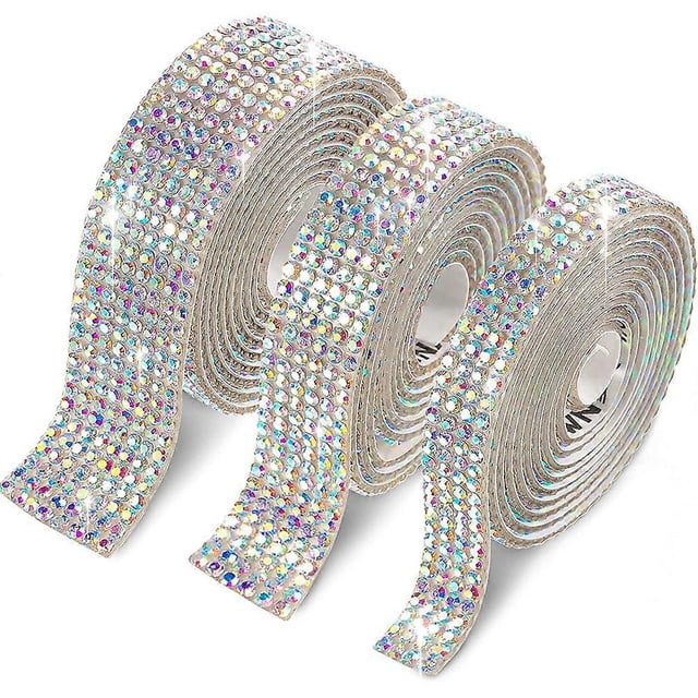 rollos de cinta autoadhesiva de diamantes de imitación de cristal, tiras adhesivas de cinta de diamantes
