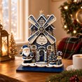 thumbnail image 4 of syligr Wooden Christmas House Ornament, Gingerbread Windmill House Christmas Tabletop Decoration for Mantel Shelf, Holiday Home Decor for Office, Party Gift, 6Inch, Blue, 4 of 7