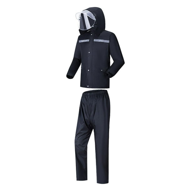 Traje de lluvia para hombres y mujeres, impermeable con cintura elástica, chaqueta y pantalones con capucha