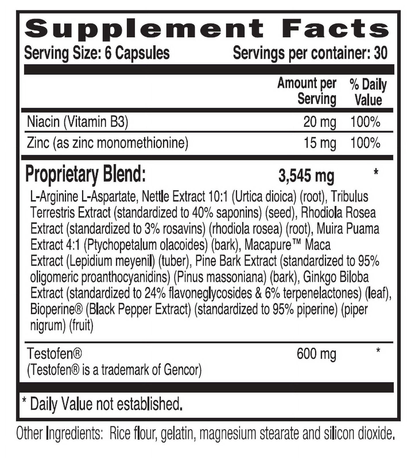 NaturalSlim Testosterin - Supplement for Men, Fenugreek Extract, Zinc, Vitality and Performance Support 180 Capsules