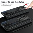 thumbnail image 2 of Dteck for Samsung Galaxy Fold 5 Case with S Pen & Pen Holder, Tempered Glass Screen Protector Hinge Protection PC Case Shockproof Stand Luxury Cover for Galaxy Z Fold 5,Black, 2 of 8