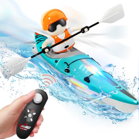 Remote Control Kayak Toys - RC Boat with Light for Pool & Bathtub Water Toys for Kids Ages 4-8