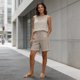 thumbnail image 4 of Pantalones de Cintura Elástica para Mujeres Verano Casual Lino Bolsillos Pantalones Cortos de Cintura Elástica Mujeres, 4 of 9