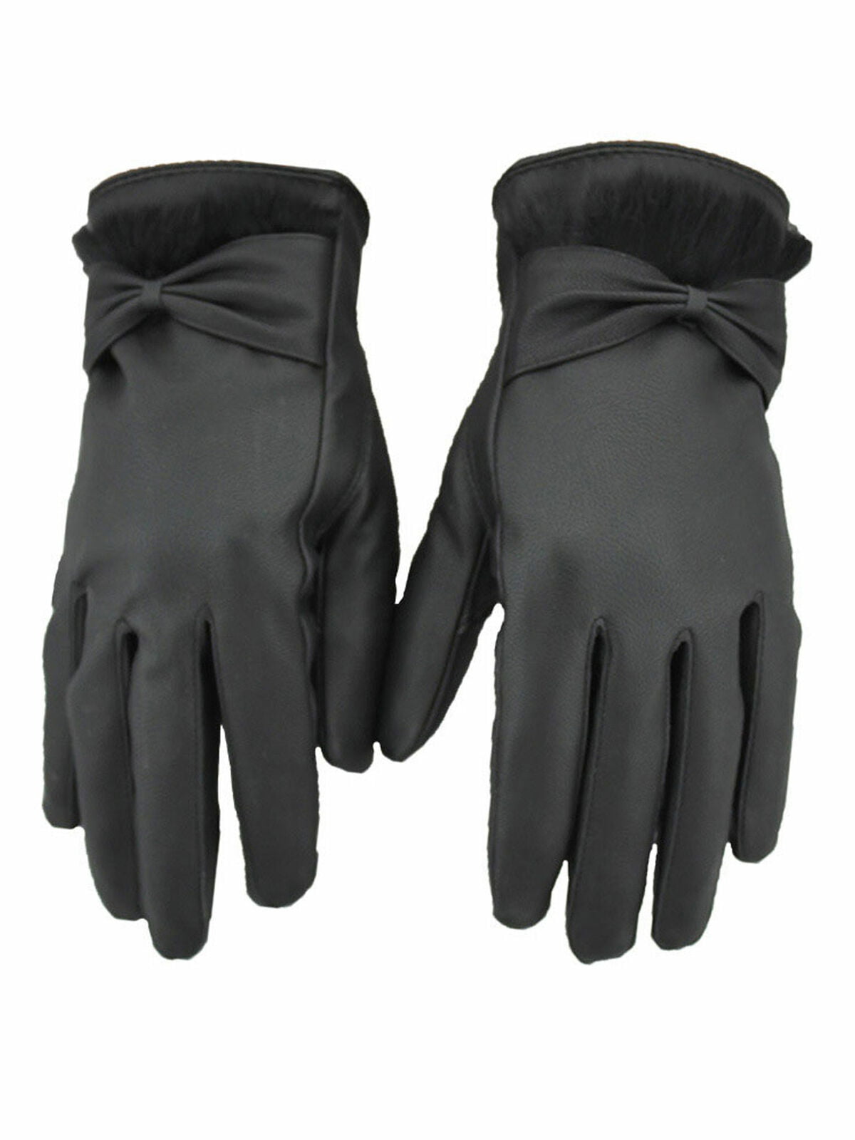 Touch Screen Thermal Gloves Waterproof Bowknot Gloves with Soft Plush Lining for Girls Women 